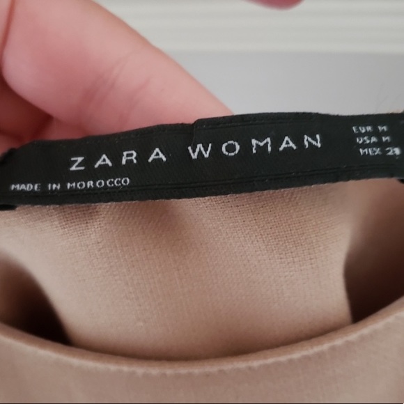 Zara Nude Long Sleeve Fitted Dress - Picture 3 of 4